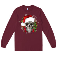 Burgundy skull Christmas cactus Long Sleeve Tee - JahusDesignShop