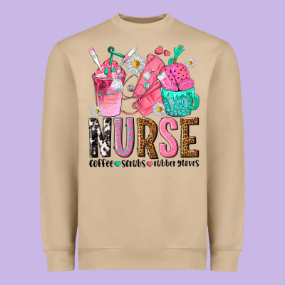Nurse Coffee Scrubs Rubber Gloves Heavyweight Sweatshirt Designed By Texasbilliewilder