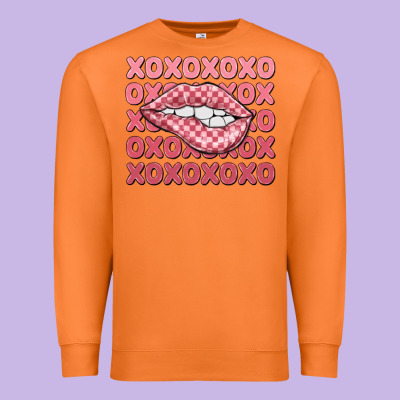 Xoxo Checker Lips Premium Sweatshirt Designed By Maliassmallbusiness