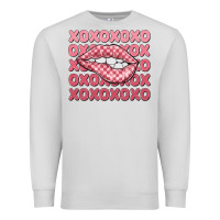 Dove Grey xoxo checker lips Premium Sweatshirt - MaliasSmallBusiness