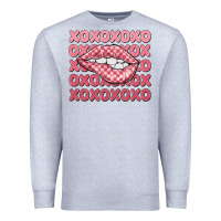 Heather Grey xoxo checker lips Premium Sweatshirt - MaliasSmallBusiness