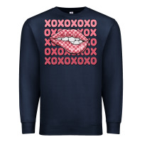 Navy xoxo checker lips Premium Sweatshirt - MaliasSmallBusiness