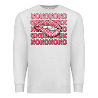 Oatmeal Heather xoxo checker lips Premium Sweatshirt - MaliasSmallBusiness
