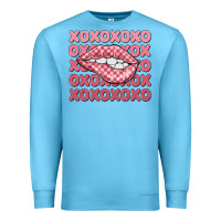 Ocean Blue xoxo checker lips Premium Sweatshirt - MaliasSmallBusiness