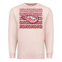 Pale Pink xoxo checker lips Premium Sweatshirt - MaliasSmallBusiness