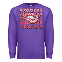 Purple xoxo checker lips Premium Sweatshirt - MaliasSmallBusiness
