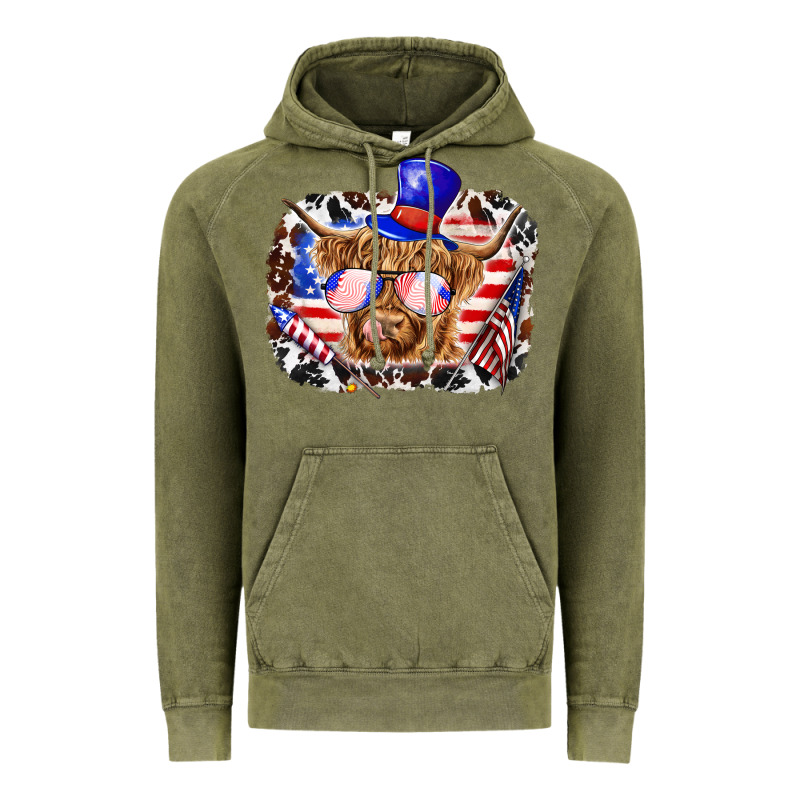 4th Of July Cow Vintage Hoodie by texasbilliewilder | Teevron