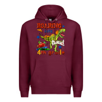 Burgundy roaring into 4th grade Premium Hoodie - BundleAndBundleShop