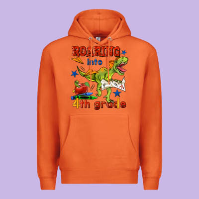 Roaring Into 4th Grade Premium Hoodie Designed By Bundleandbundleshop