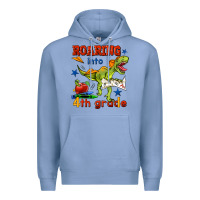 Colony Blue roaring into 4th grade Premium Hoodie - BundleAndBundleShop