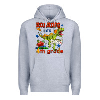Heather Grey roaring into 4th grade Premium Hoodie - BundleAndBundleShop