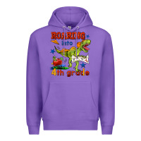 Purple roaring into 4th grade Premium Hoodie - BundleAndBundleShop