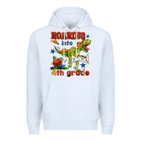 White roaring into 4th grade Premium Hoodie - BundleAndBundleShop