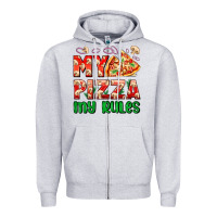 Heather Grey my pizza  my rules Zipper Hoodie - AdoDesignShop