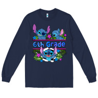 Navy preview flower stitch 6 th grade Long Sleeve Tee - AdoDesignShop