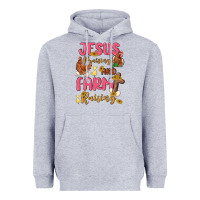 Heather Grey jesus praising and farm raising Heavyweight Hoodie - MaliasSmallBusiness