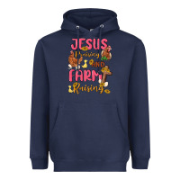 Navy jesus praising and farm raising Heavyweight Hoodie - MaliasSmallBusiness