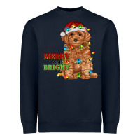 Navy merry and bright toy poodle Heavyweight Sweatshirt - RanaPortraitStore
