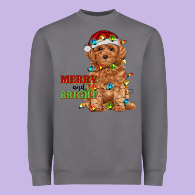 Merry And Bright Toy Poodle Heavyweight Sweatshirt Designed By Ranaportraitstore