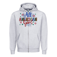 Heather Grey all american girl Zipper Hoodie - Artiststas