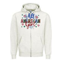 Oatmeal Heather all american girl Zipper Hoodie - Artiststas