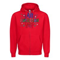 Red all american girl Zipper Hoodie - Artiststas