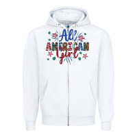 White all american girl Zipper Hoodie - Artiststas