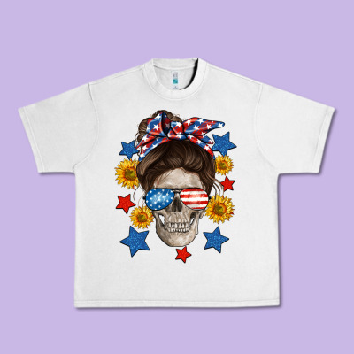 American Mom Skull Urban Heavy Tee Designed By Neo Western