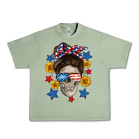 Oil Green American mom skull Urban Heavy Tee - Neo Western