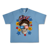 Pebble Blue American mom skull Urban Heavy Tee - Neo Western