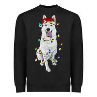 Black christmas white shepherd with christmas lights Heavyweight Sweatshirt - RanaPortraitStore