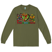 Army Green peace love fiesta ado Long Sleeve Tee - AdoDesignShop