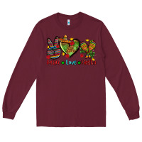 Burgundy peace love fiesta ado Long Sleeve Tee - AdoDesignShop
