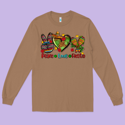 Peace Love Fiesta Ado Long Sleeve Tee Designed By Adodesignshop