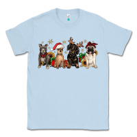 Dusty Blue christmas chihuahua pitbull pug dachshund Classic Tee - JahusDesignShop