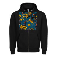 Black construction vehicles seamless pattern Zipper Hoodie - BundleAndBundleShop