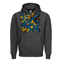 Charcoal Heather construction vehicles seamless pattern Zipper Hoodie - BundleAndBundleShop