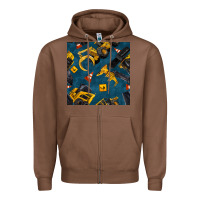 Chestnut construction vehicles seamless pattern Zipper Hoodie - BundleAndBundleShop