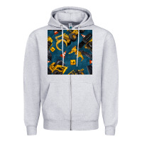 Heather Grey construction vehicles seamless pattern Zipper Hoodie - BundleAndBundleShop