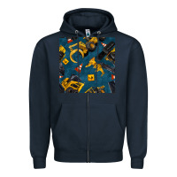 Navy construction vehicles seamless pattern Zipper Hoodie - BundleAndBundleShop