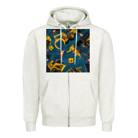 Oatmeal Heather construction vehicles seamless pattern Zipper Hoodie - BundleAndBundleShop