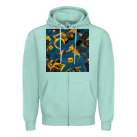 Seafoam construction vehicles seamless pattern Zipper Hoodie - BundleAndBundleShop
