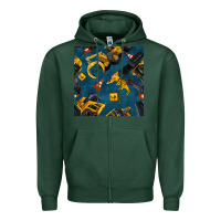 Sports Green construction vehicles seamless pattern Zipper Hoodie - BundleAndBundleShop