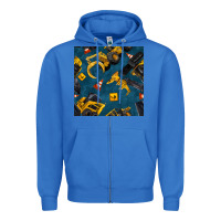 True Royal construction vehicles seamless pattern Zipper Hoodie - BundleAndBundleShop