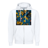 White construction vehicles seamless pattern Zipper Hoodie - BundleAndBundleShop