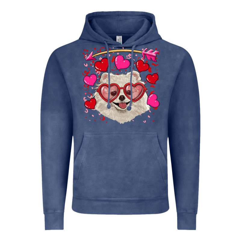 Valentine's Day White Pomeranian Vintage Hoodie by RanaPortraitStore | Teevron