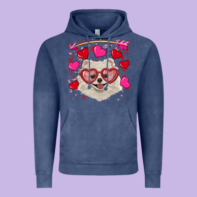 Vintage Hoodie valentine's day white pomeranian