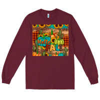 Burgundy hello fall pumpkin Long Sleeve Tee - JahusDesignShop