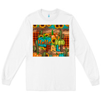 White hello fall pumpkin Long Sleeve Tee - JahusDesignShop