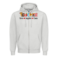 Dove Grey teacher love inspıre care wıth  and pen Zipper Hoodie - Artiststas